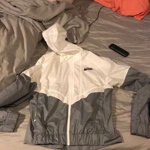 White and Grey Nike Wind Breaker